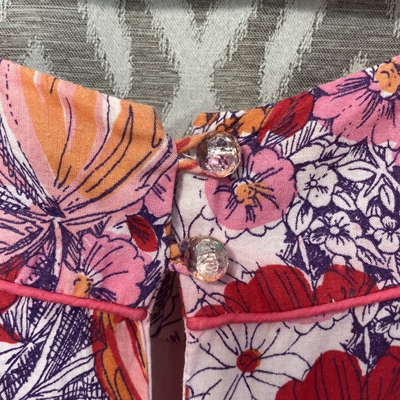 emilyandfinn Anthropology Dress Rose Floral Fully Lined Cotton Dress Small - Picture 3 of 6